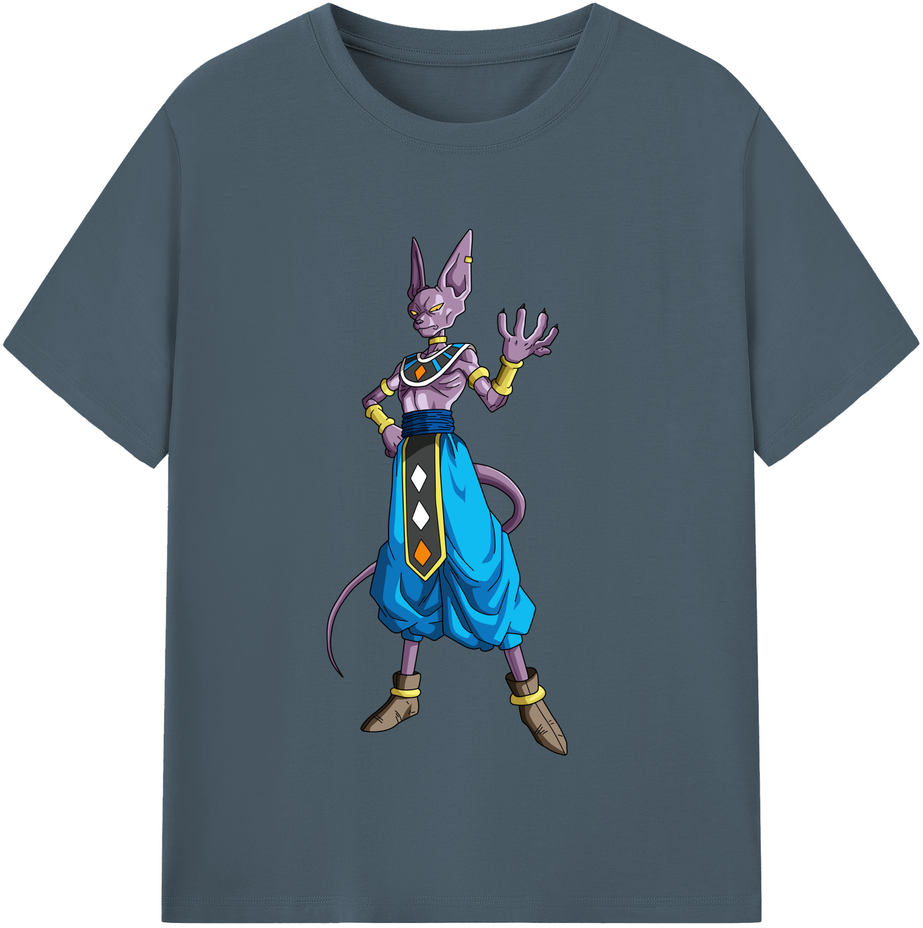 （画像用） ドラゴンボール ビルス 破壊神ビルス DRAGON BALL Beerus Birusu 綿100％半袖Tシャツ（フロントプリント）